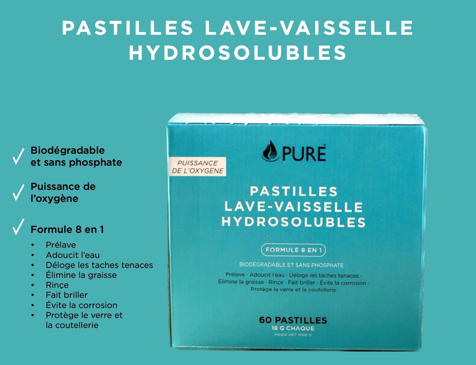 Pastilles à lave-vaisselle hydrosolubles - 60 unités