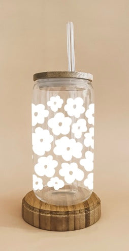 Verre Boho - Champ de fleurs blanc