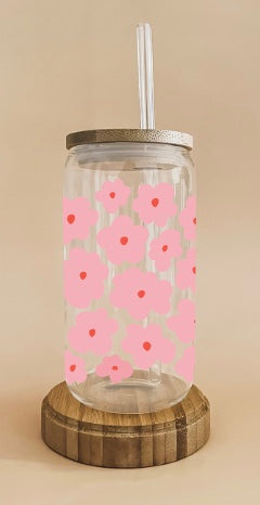 Verre Boho - Champ de fleurs rose