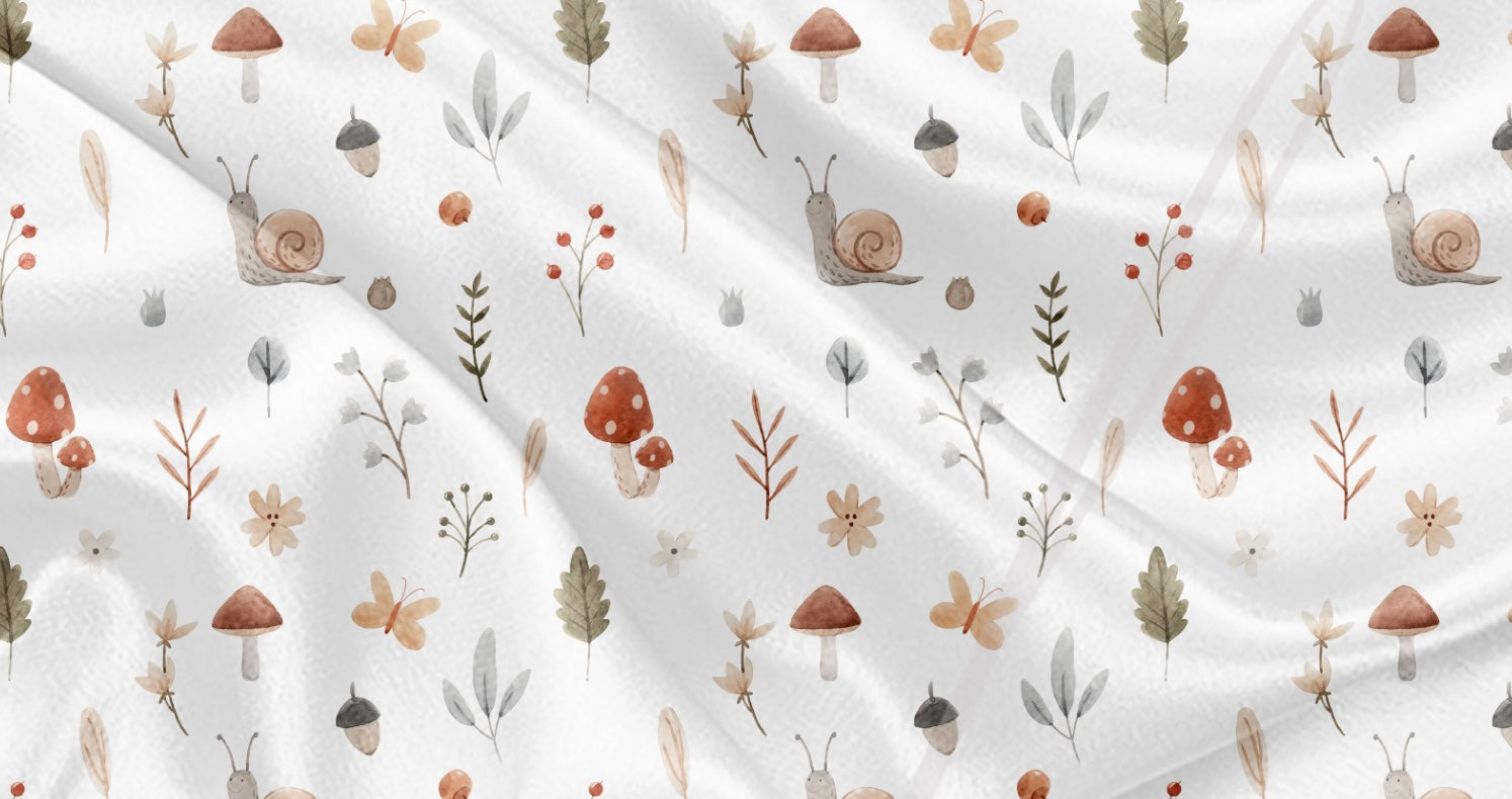 Couverture en minky - Escargot et champignon minimaliste