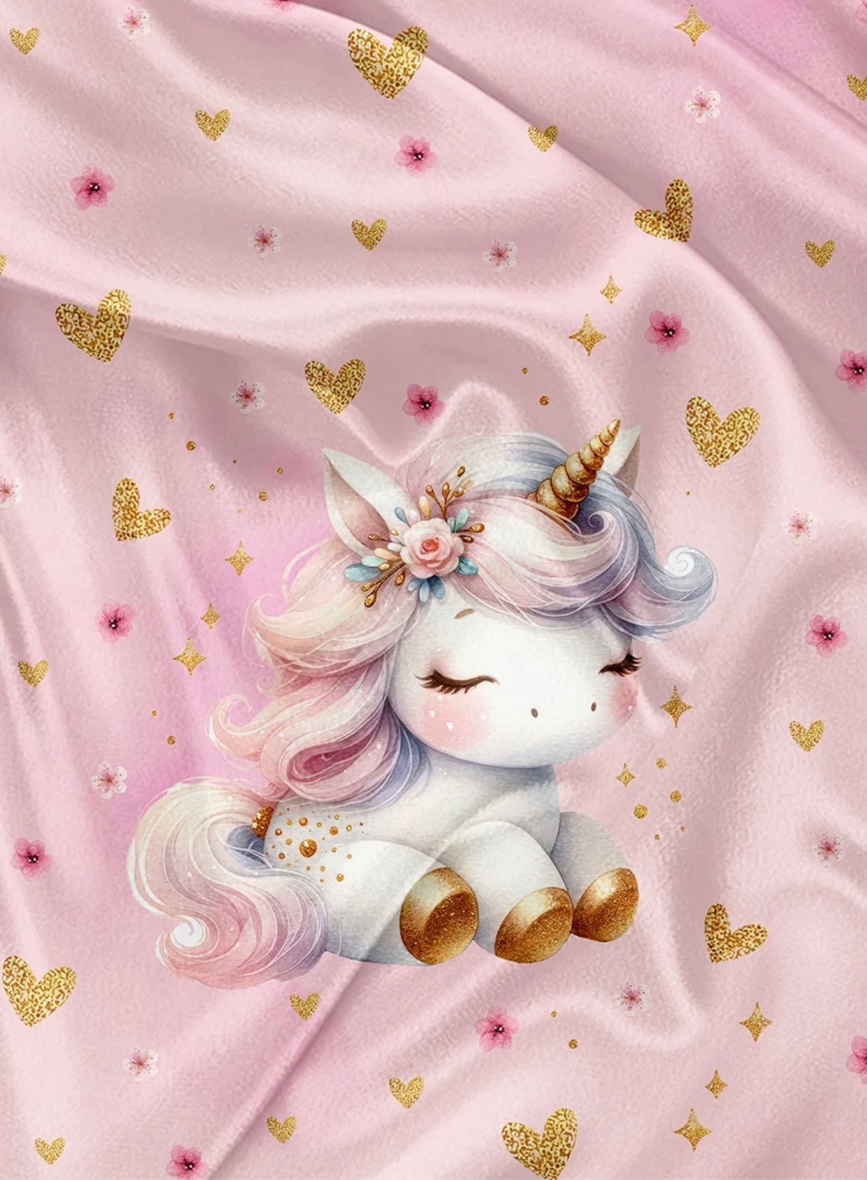 Serviette de plage polyvalente - Licorne en fleur aquarelle