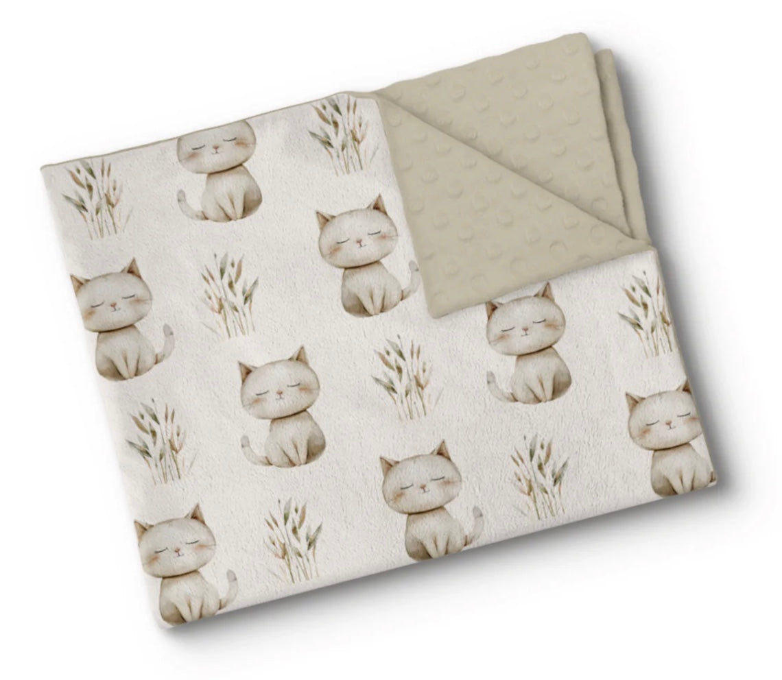Couverture en minky - Chaton-ron-ron