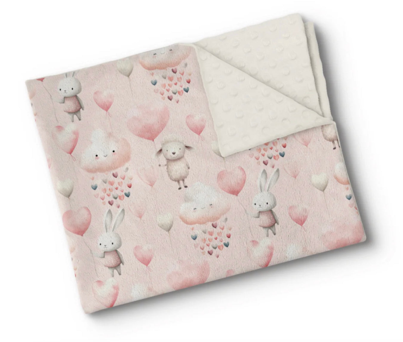 Couverture en minky - Envolée de coeurs