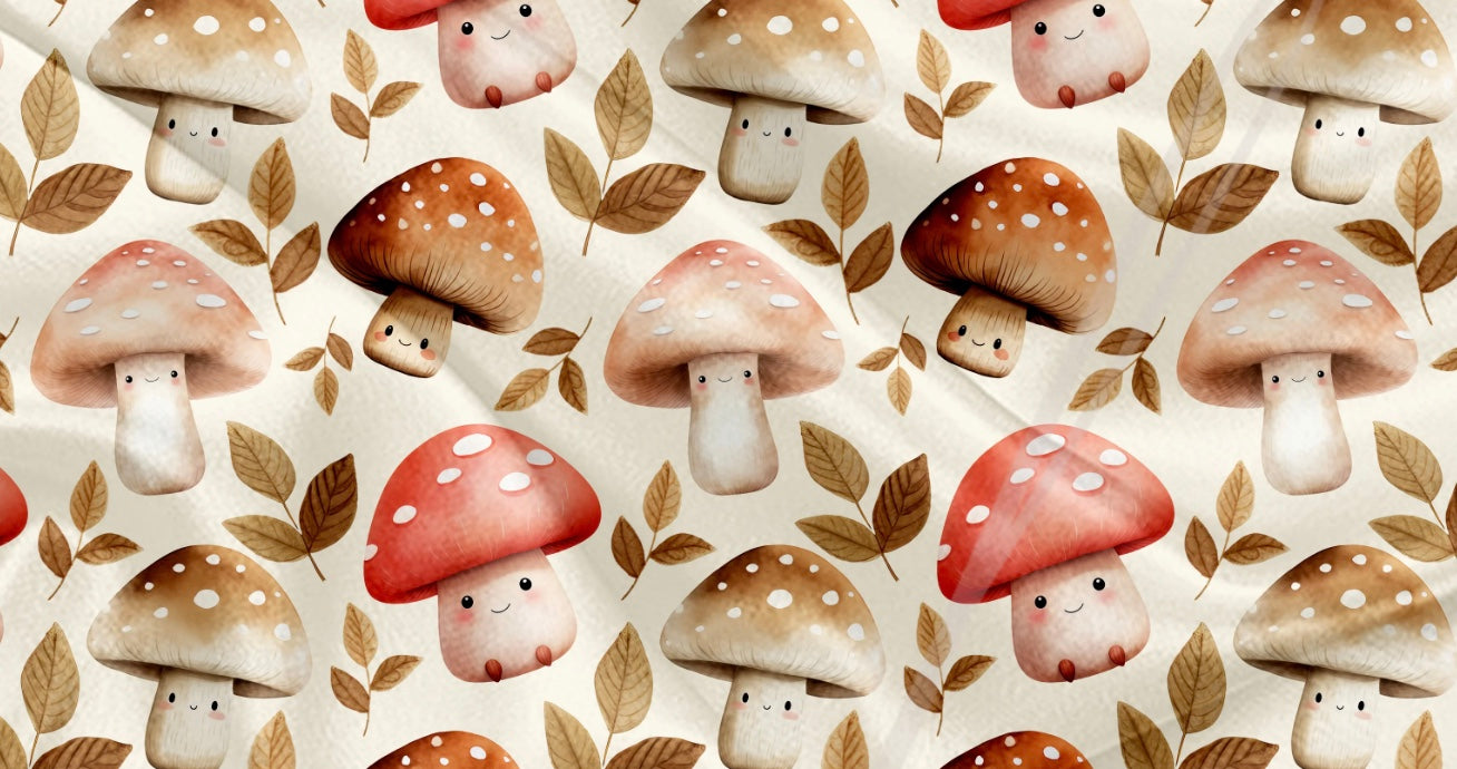 Couverture en minky - Champignon feuillage kawaii