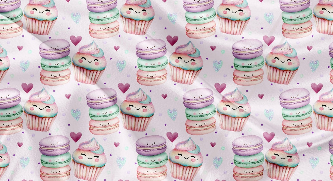 Couverture en minky - Kawaii macaron cupcake