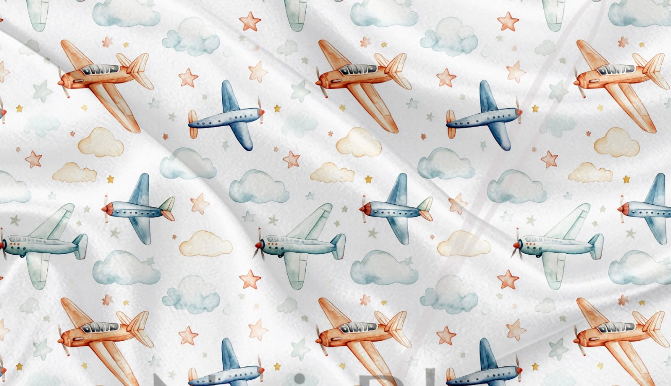 Couverture en minky - Avion dans les étoiles
