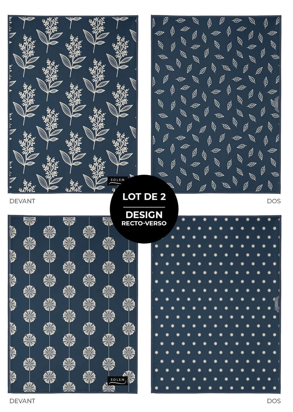 Linges vitres et miroirs - Linge vitres et miroirs Horizon nocturne (lot de 2)