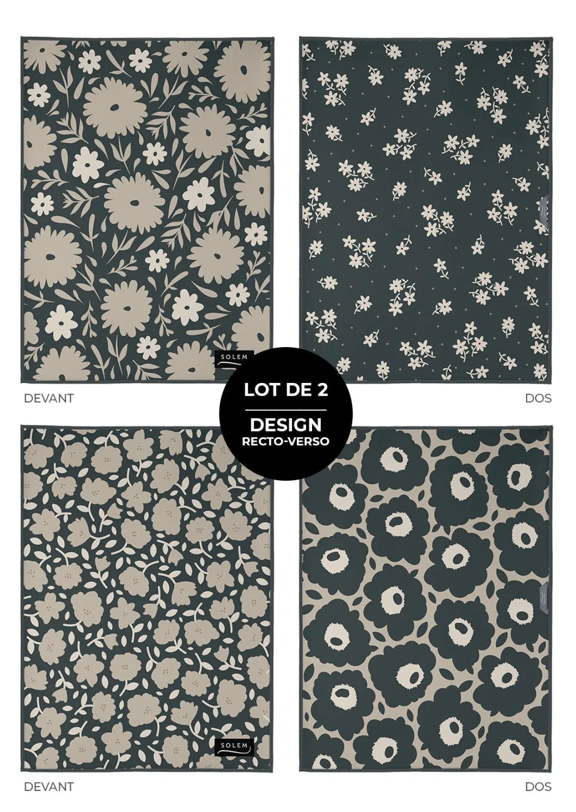 Linges vitres et miroirs - Linge vitres et miroirs Ombre de lin (lot de 2)