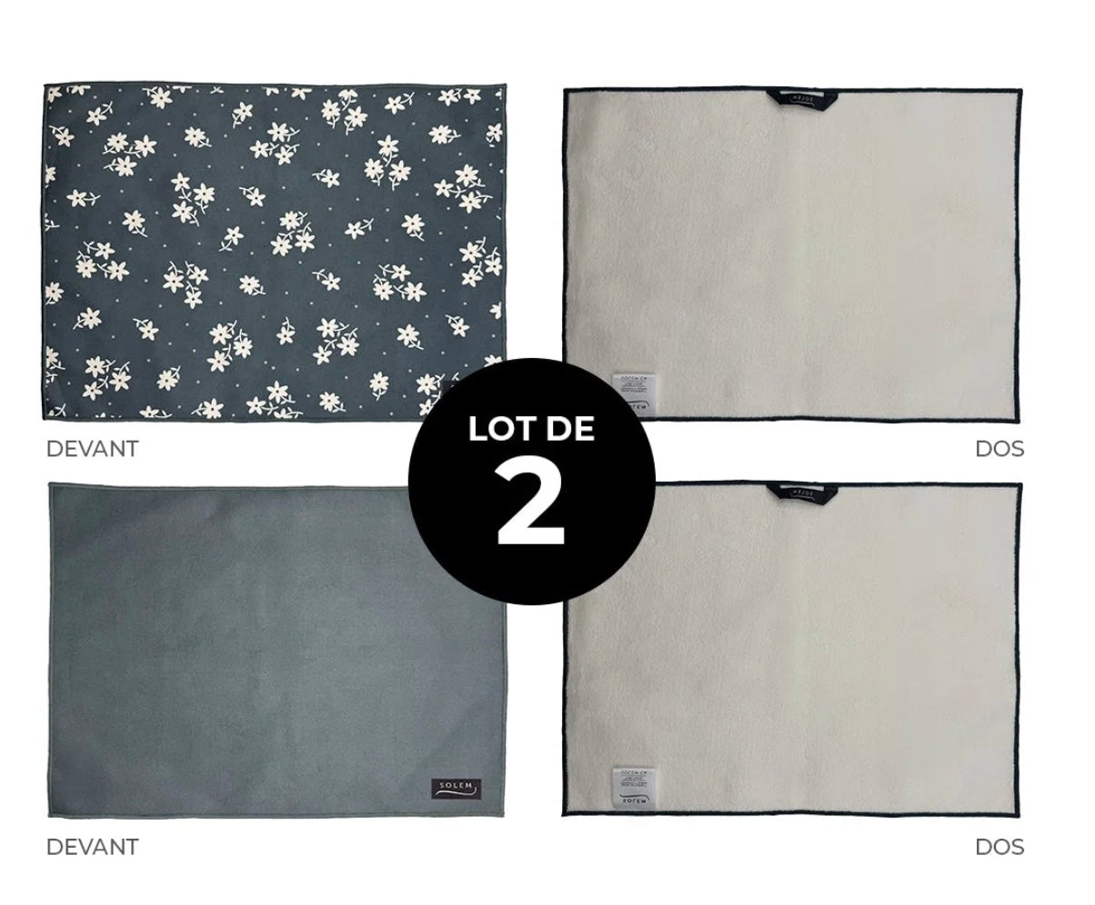 Tapis de séchage pour vaisselle - Ombre Florale (lot de 2)