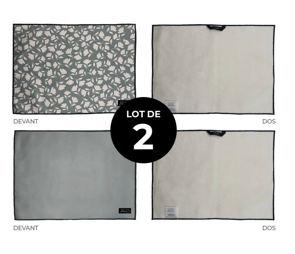 Tapis de séchage pour vaisselle - Fleur de sauge (lot de 2)