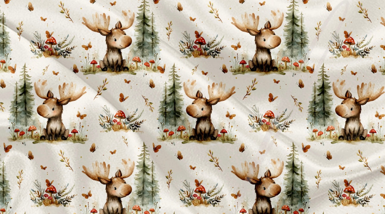 Couverture en minky - Orignal et champignon rouge