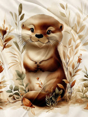 Couverture en minky - Panneau Loutre crème neutre