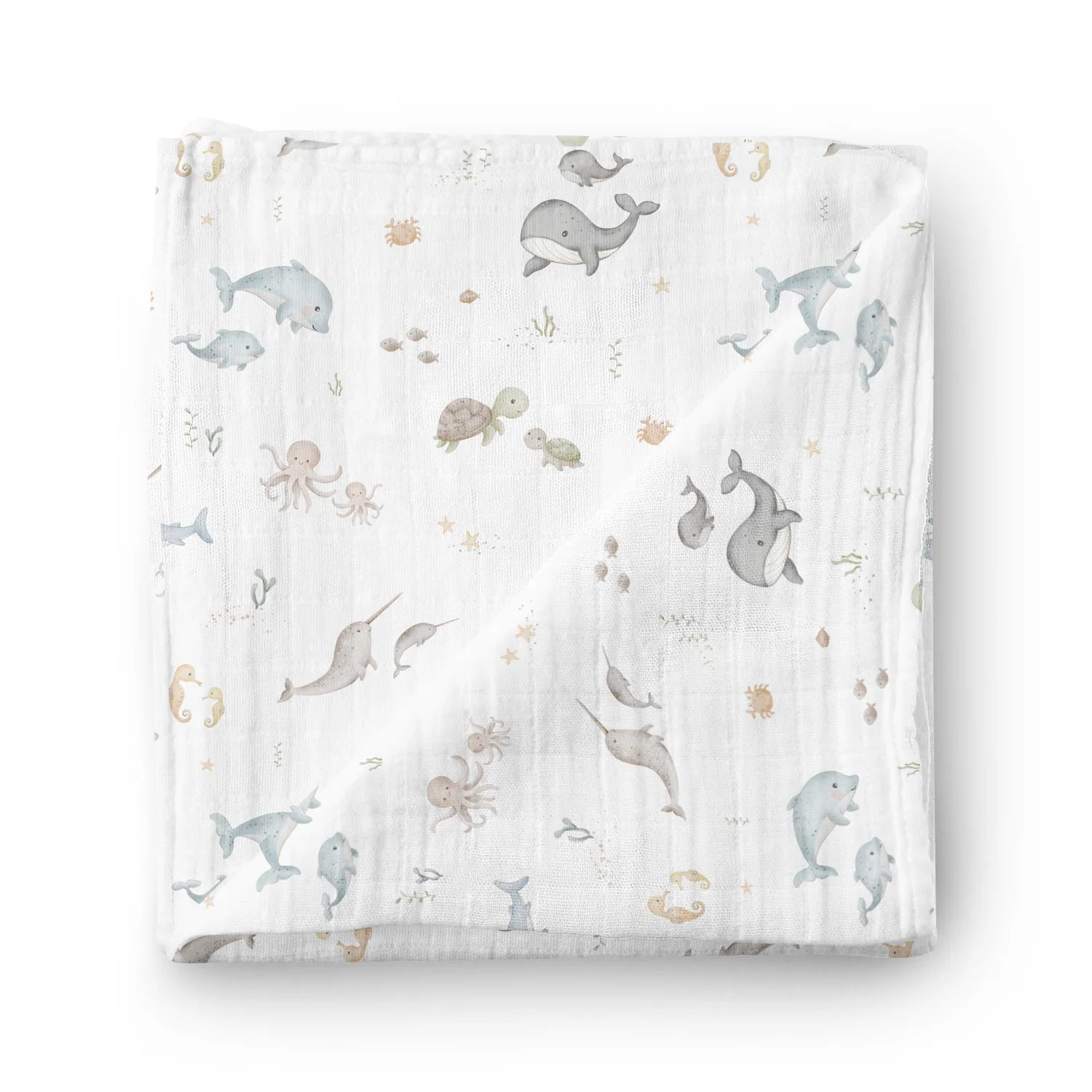 Couverture mousseline de bambou - Vie sous-marine