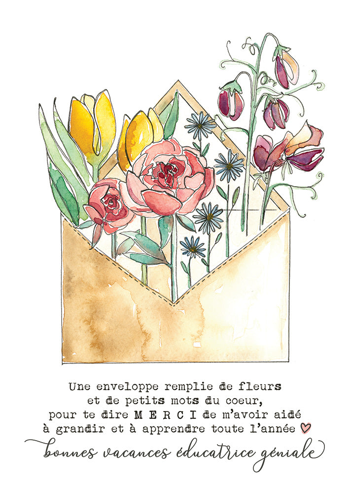 Carte de souhaits – Bonnes vacances, éducatrice!