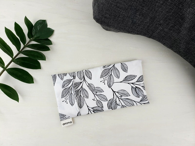 Repose-yeux avec housse lavable en coton - Laurier noir & blanc