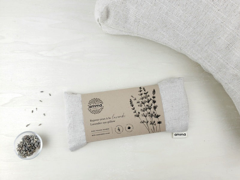 Repose-yeux avec housse lavable - Chanvre & coton bio sable