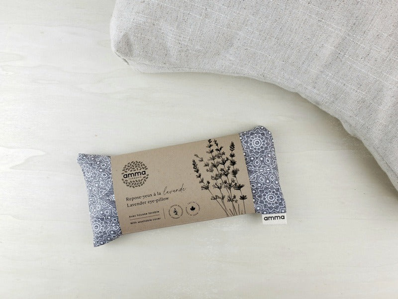 Repose-yeux avec housse lavable en coton - Mandala gris