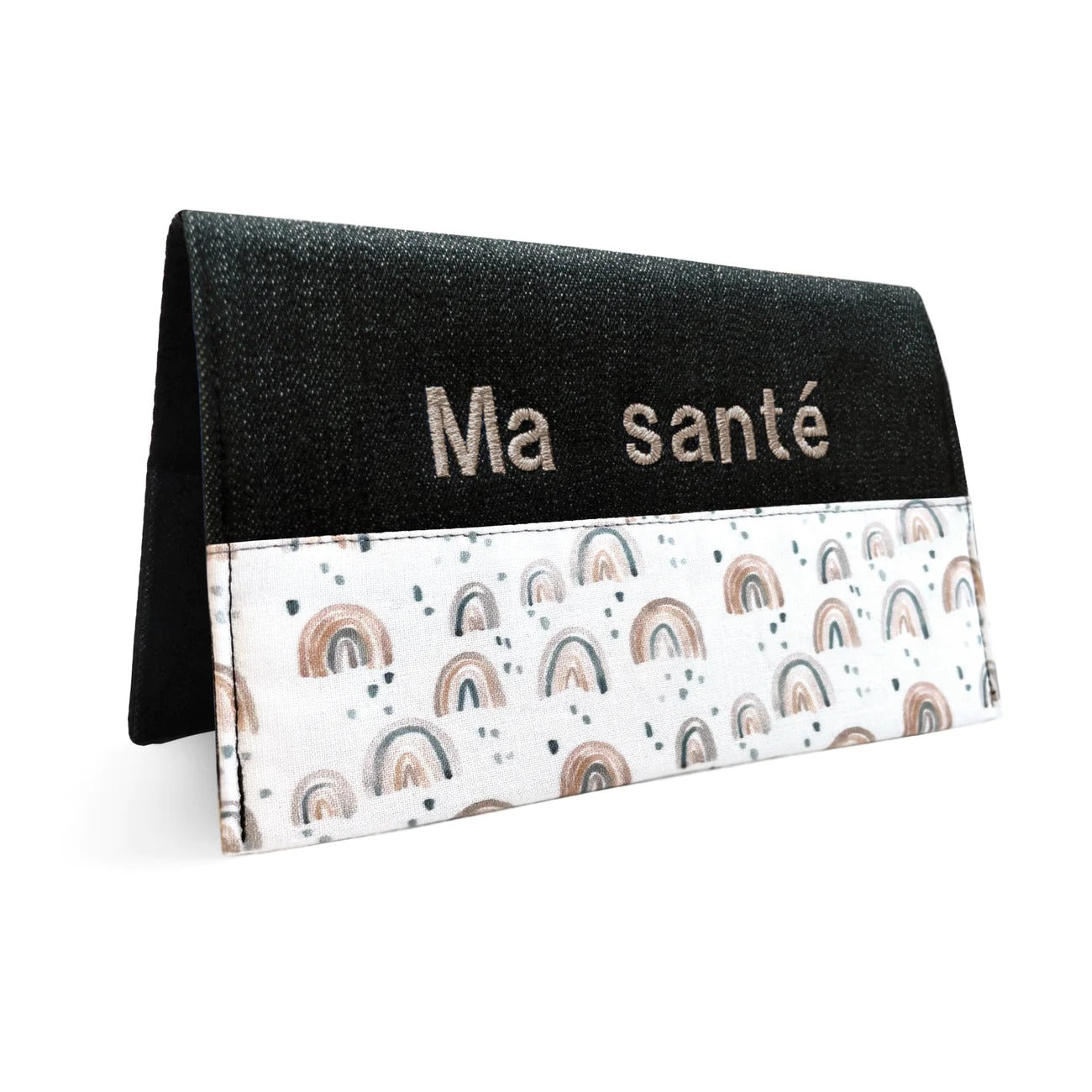 Protège-carnet santé personnalisable - Arc-en-ciel beige