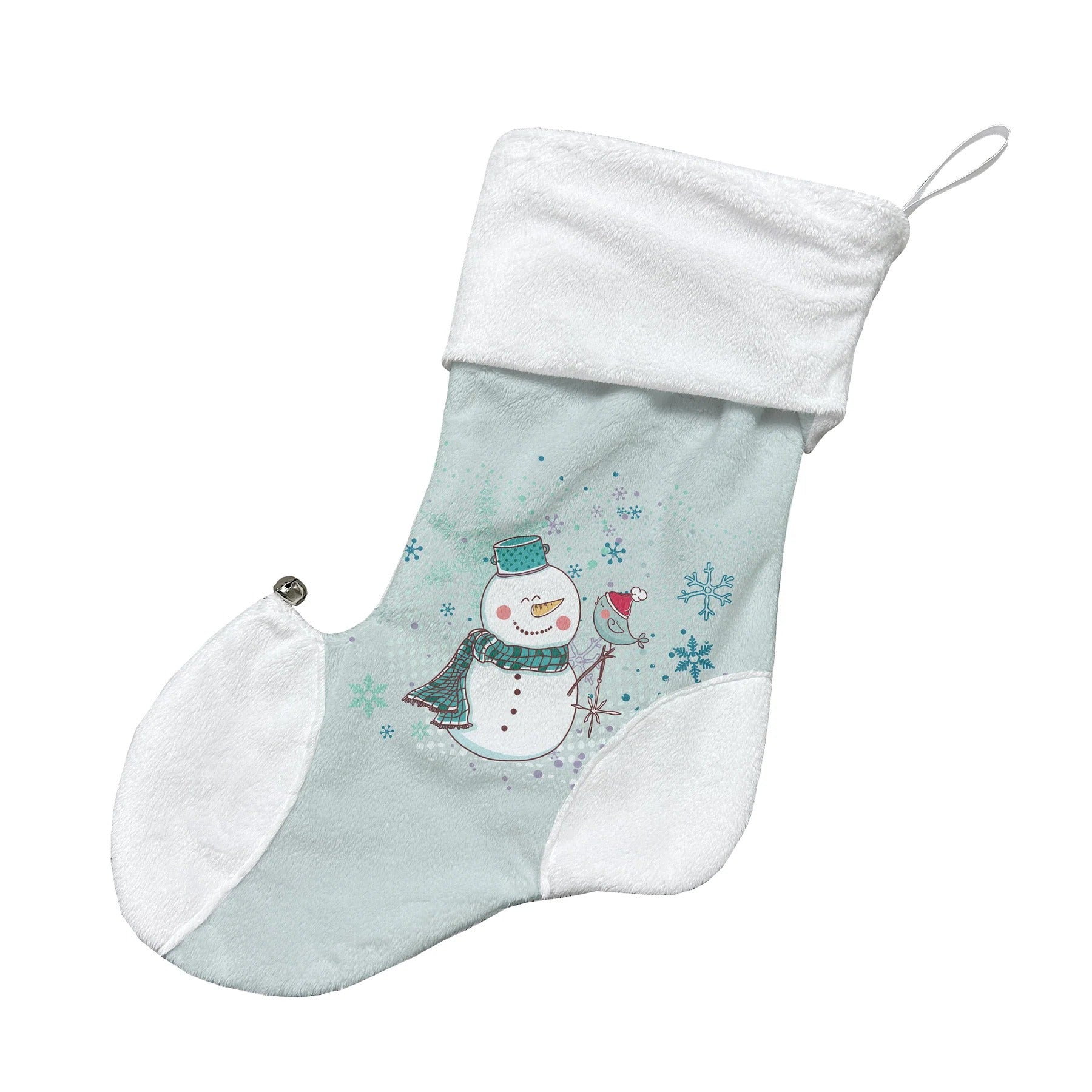 Bas de noël personnalisables - Bonhomme de neige bleu