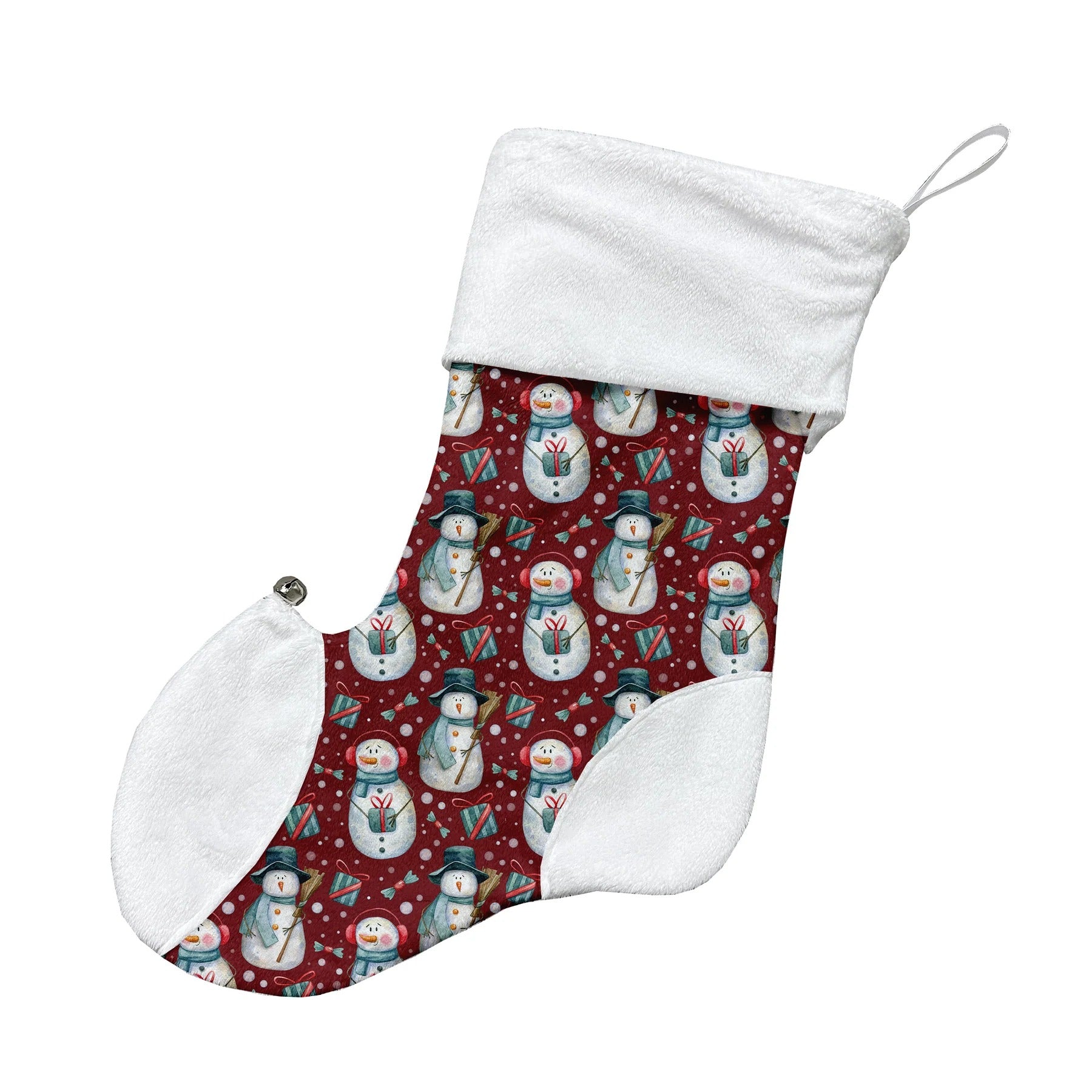 Bas de noël personnalisables - Bonhomme de neige et cadeaux