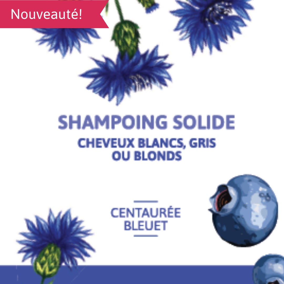 Shampoing solide - Pour cheveux gris centaurée bleue
