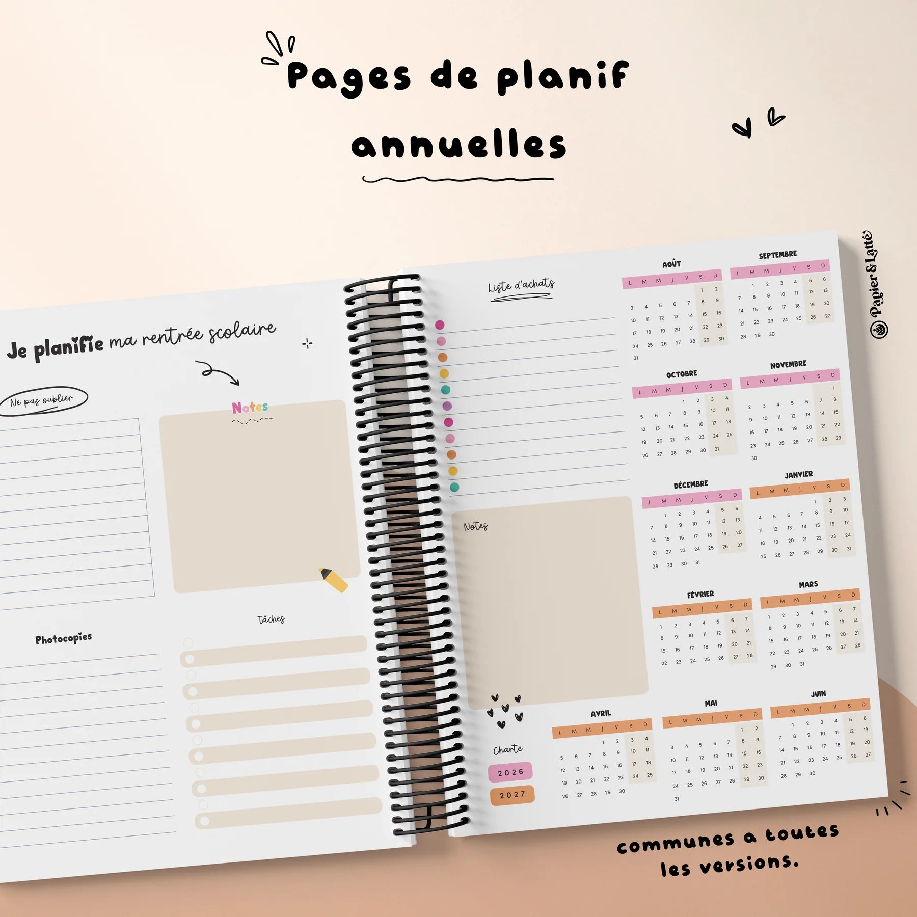 Planificateur pour enseignant 2026-2027 ( 4 périodes 2 Am- 2 Pm)