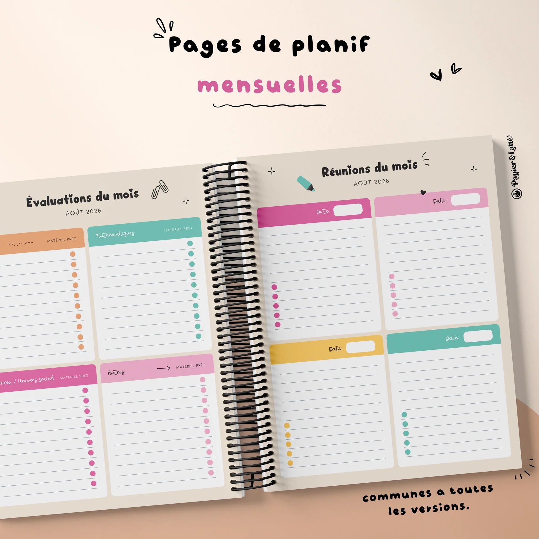 Planificateur pour enseignant 2026-2027 ( 4 périodes 2 Am- 2 Pm)