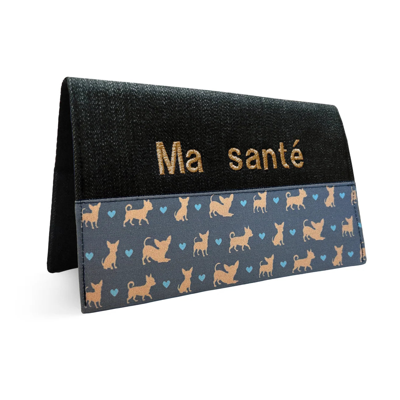 Protège-carnet de santé Chihuahua gris personnalisable