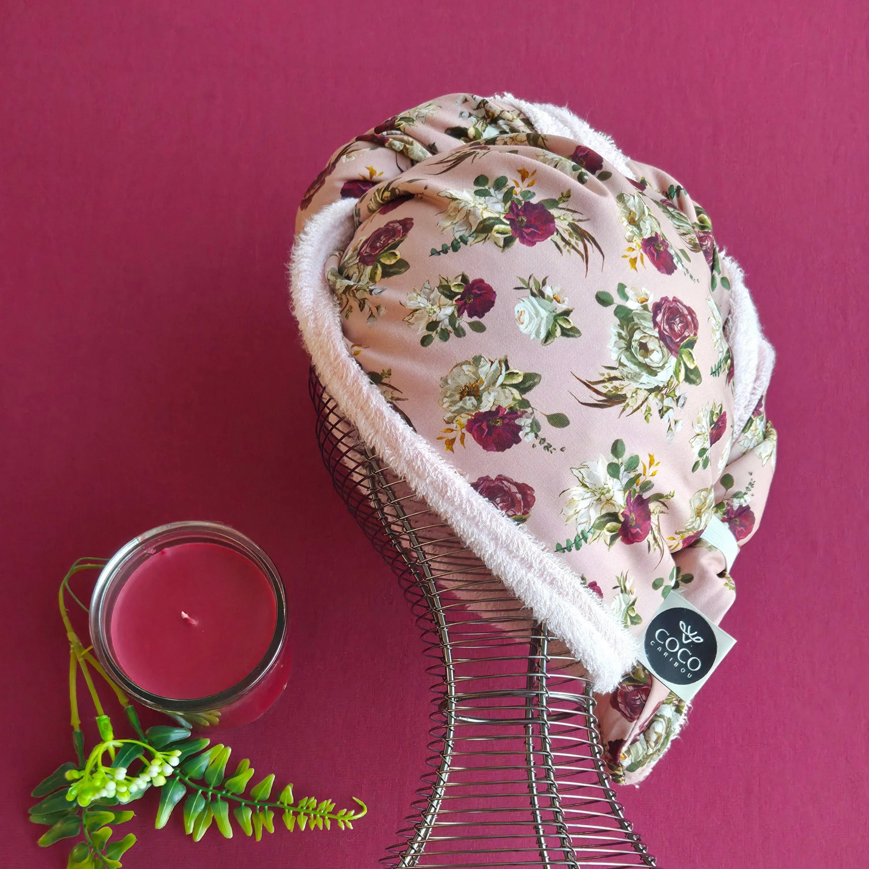 Serviette pour cheveux - Romance rose