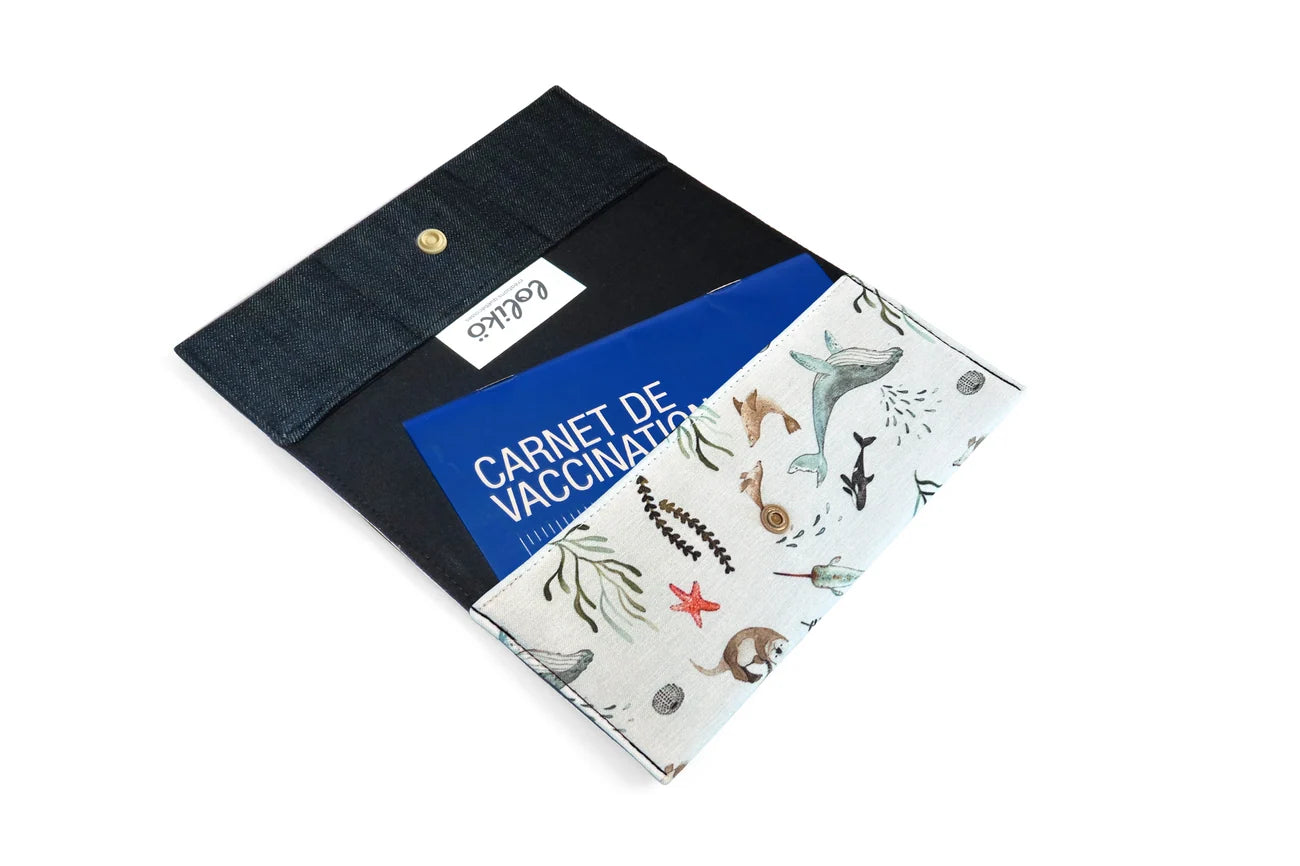Protège-carnet de santé Océan personnalisable