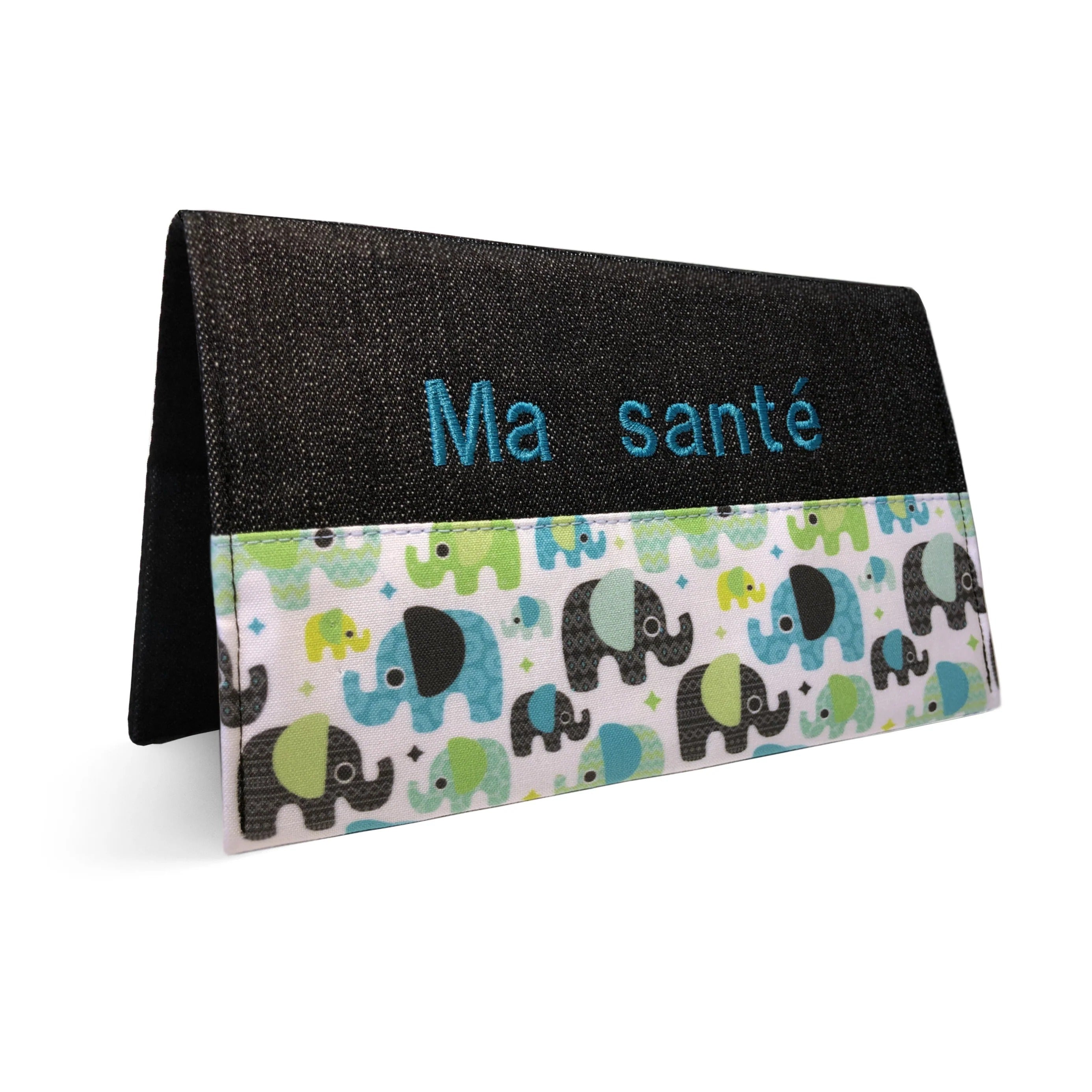 Protège carnet santé personnalisable - Élephant bleu