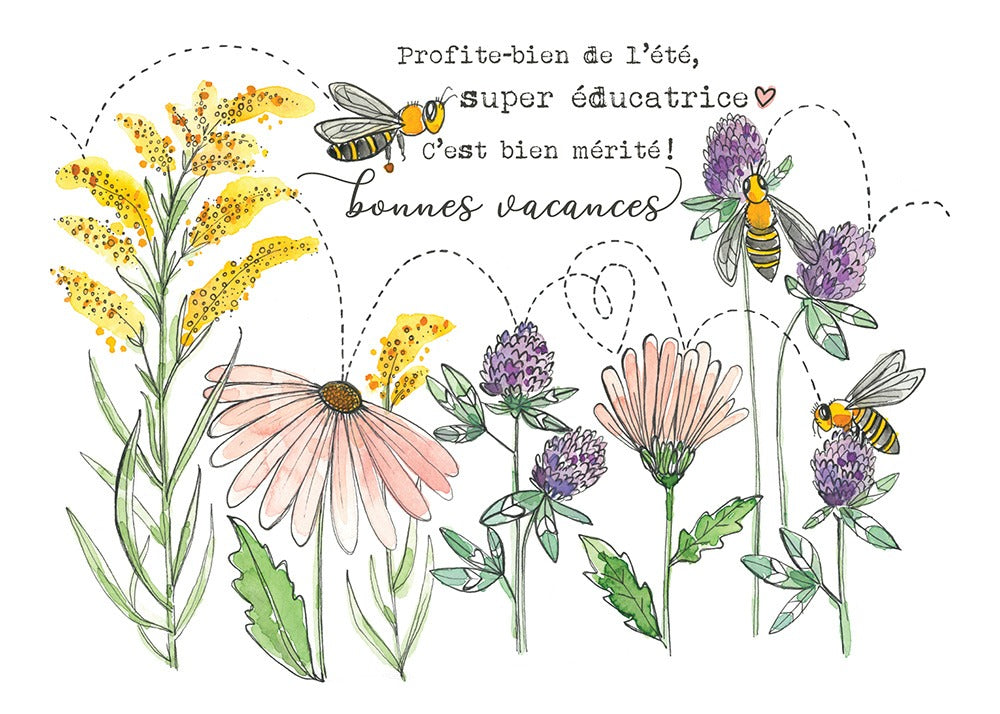 Carte de souhaits - Bonnes vacances éducatrice