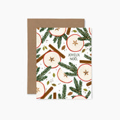 Carte de voeux - Pommes et cannelle "Joyeux Noël"
