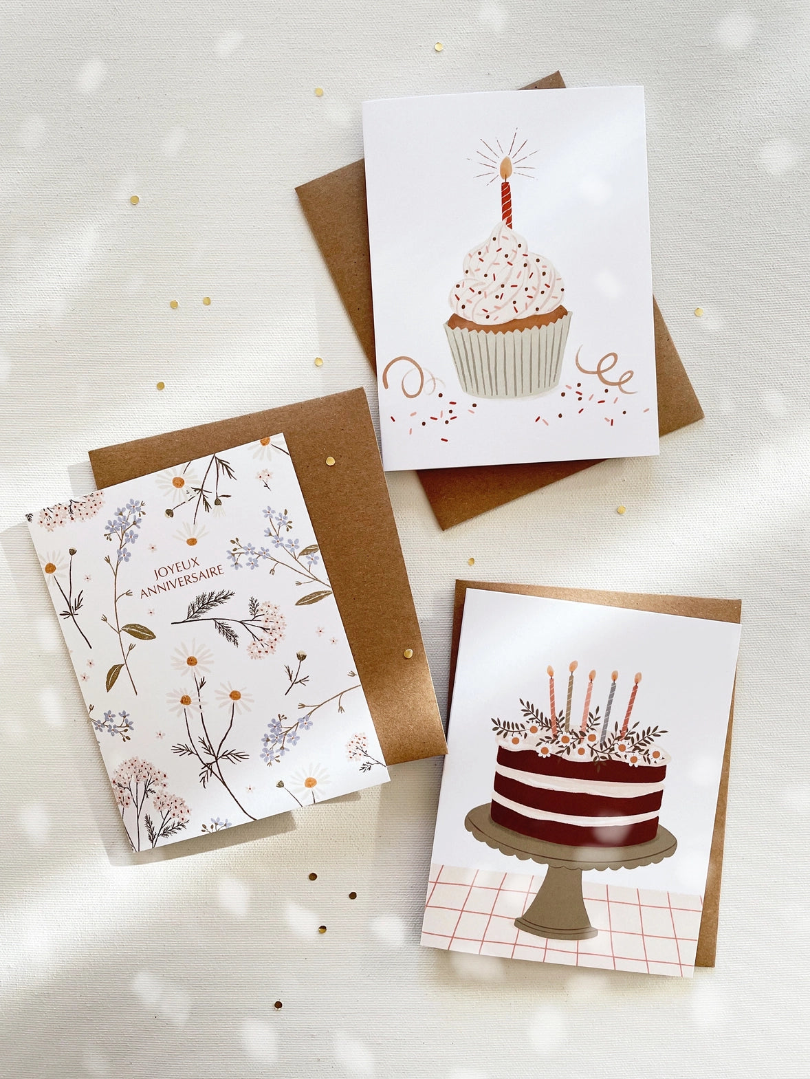Carte de voeux - Petites fleurs "Joyeux anniversaire"