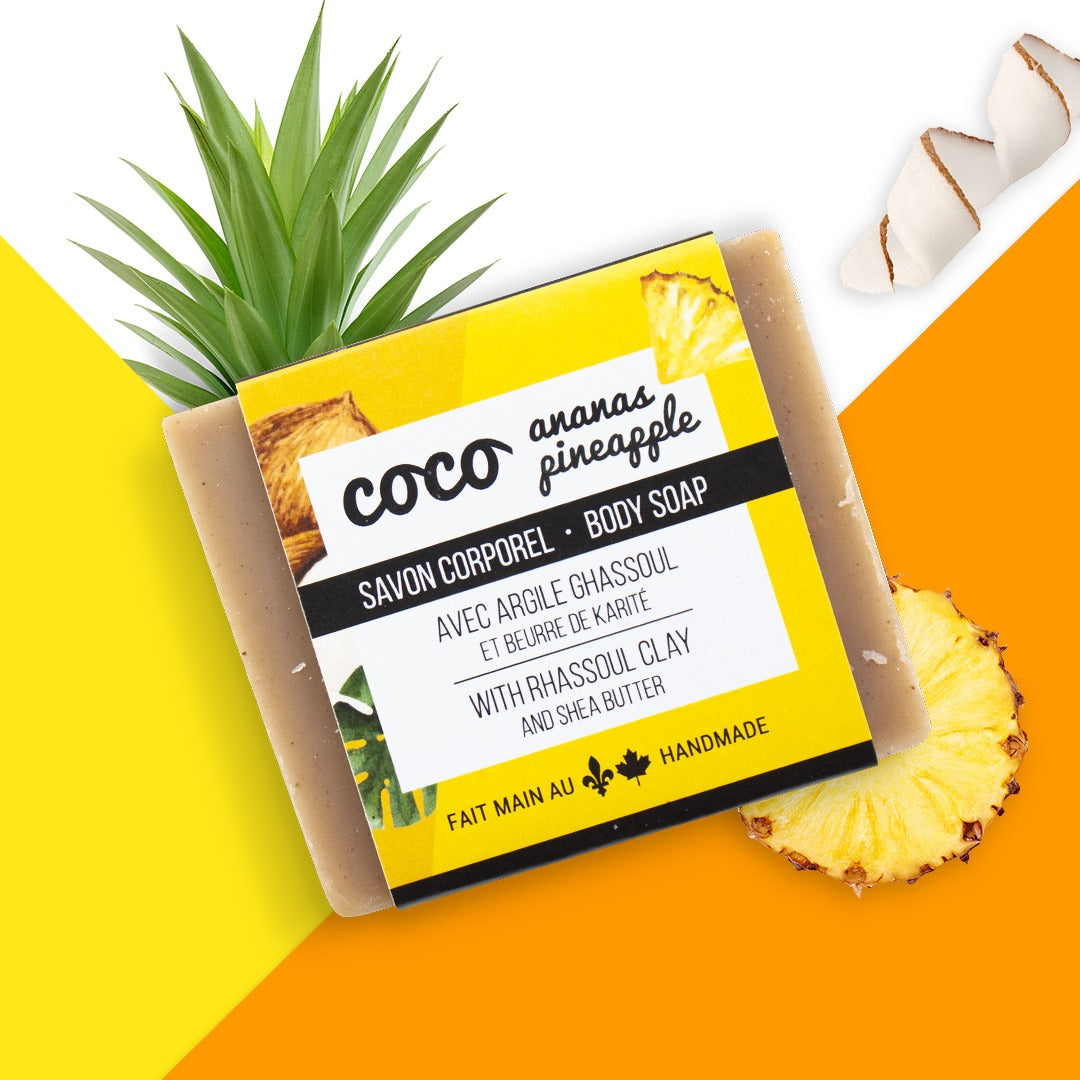 Savon hydratant pour le corps - Coco, ananas et argile ghassoul