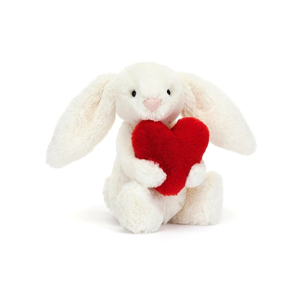 Peluche - Lapin blanc avec petit coeur rouge