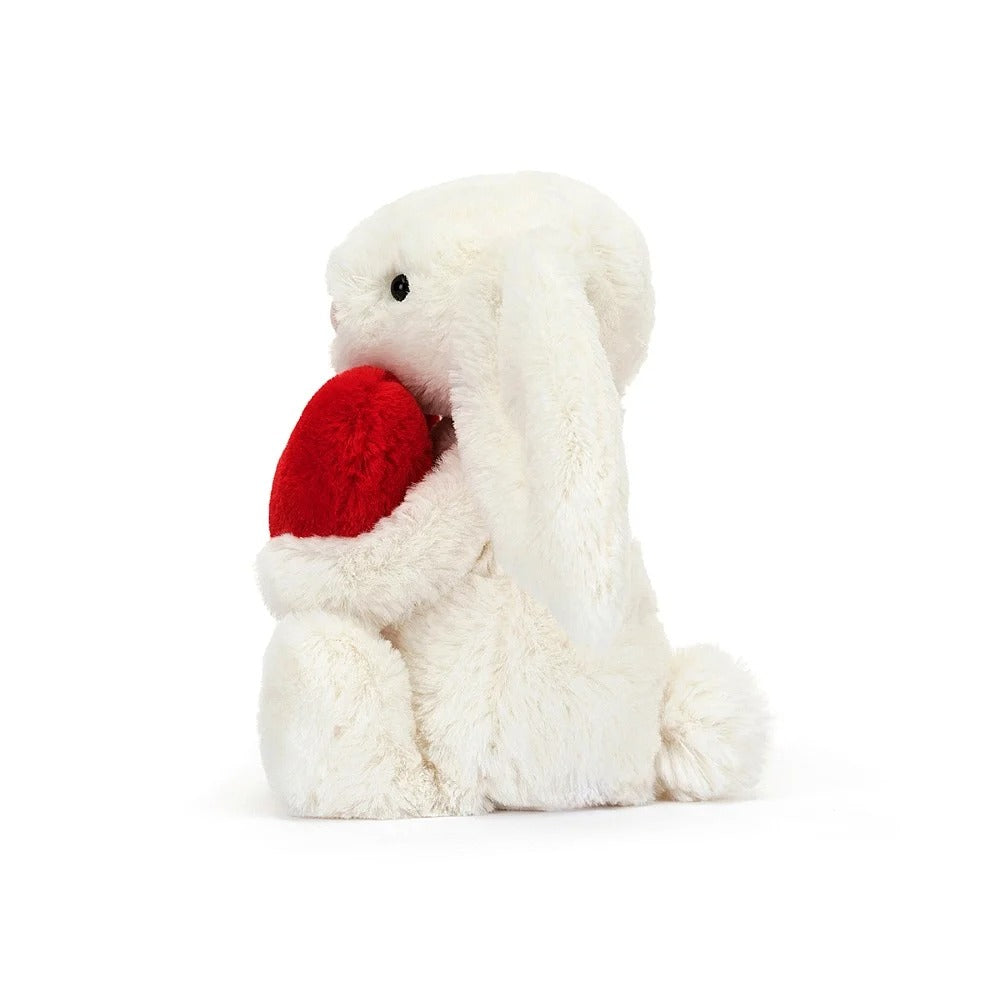 Peluche - Lapin blanc avec petit coeur rouge