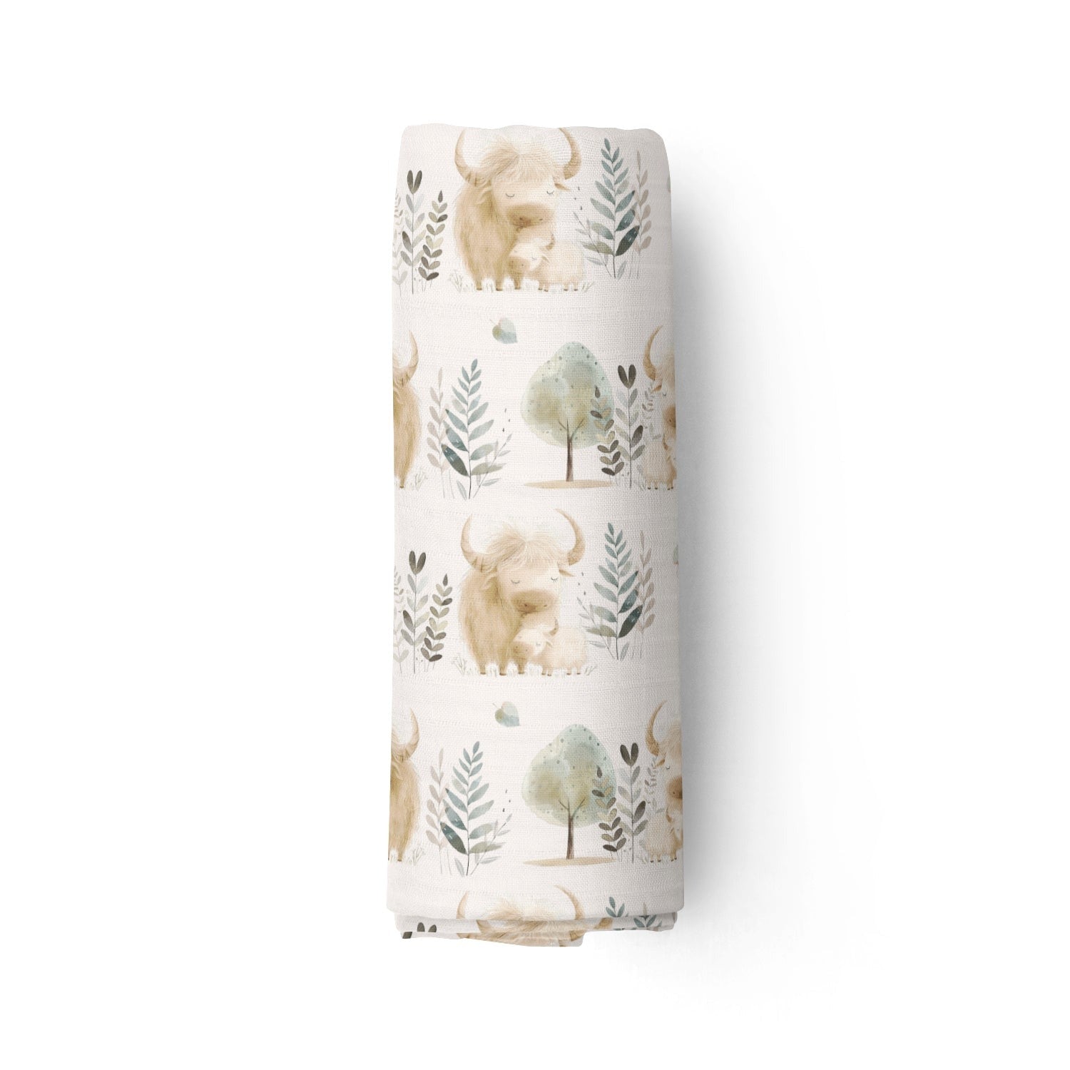 Couverture mousseline de bambou - Maman et bébé vache
