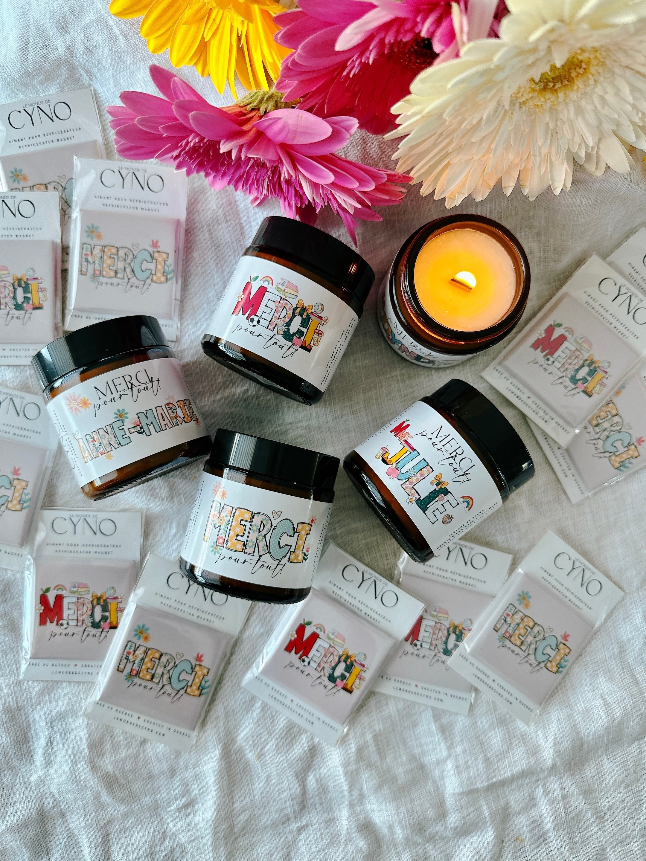 Bougie mini « MERCI pour tout ! » – Prête à offrir OU avec prénom personnalisé