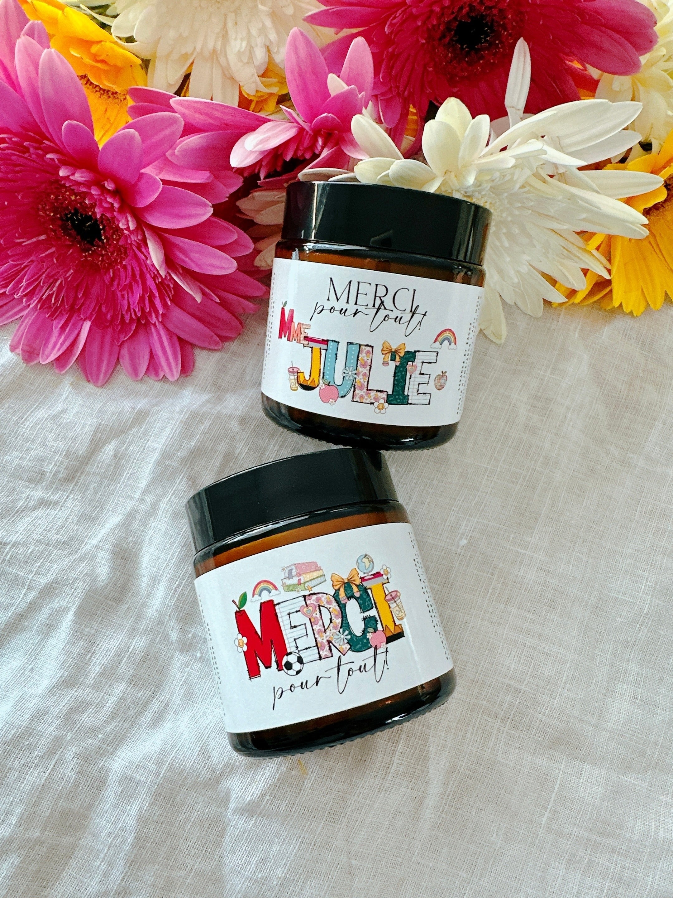 Bougie mini « MERCI pour tout ! » – Prête à offrir OU avec prénom personnalisé