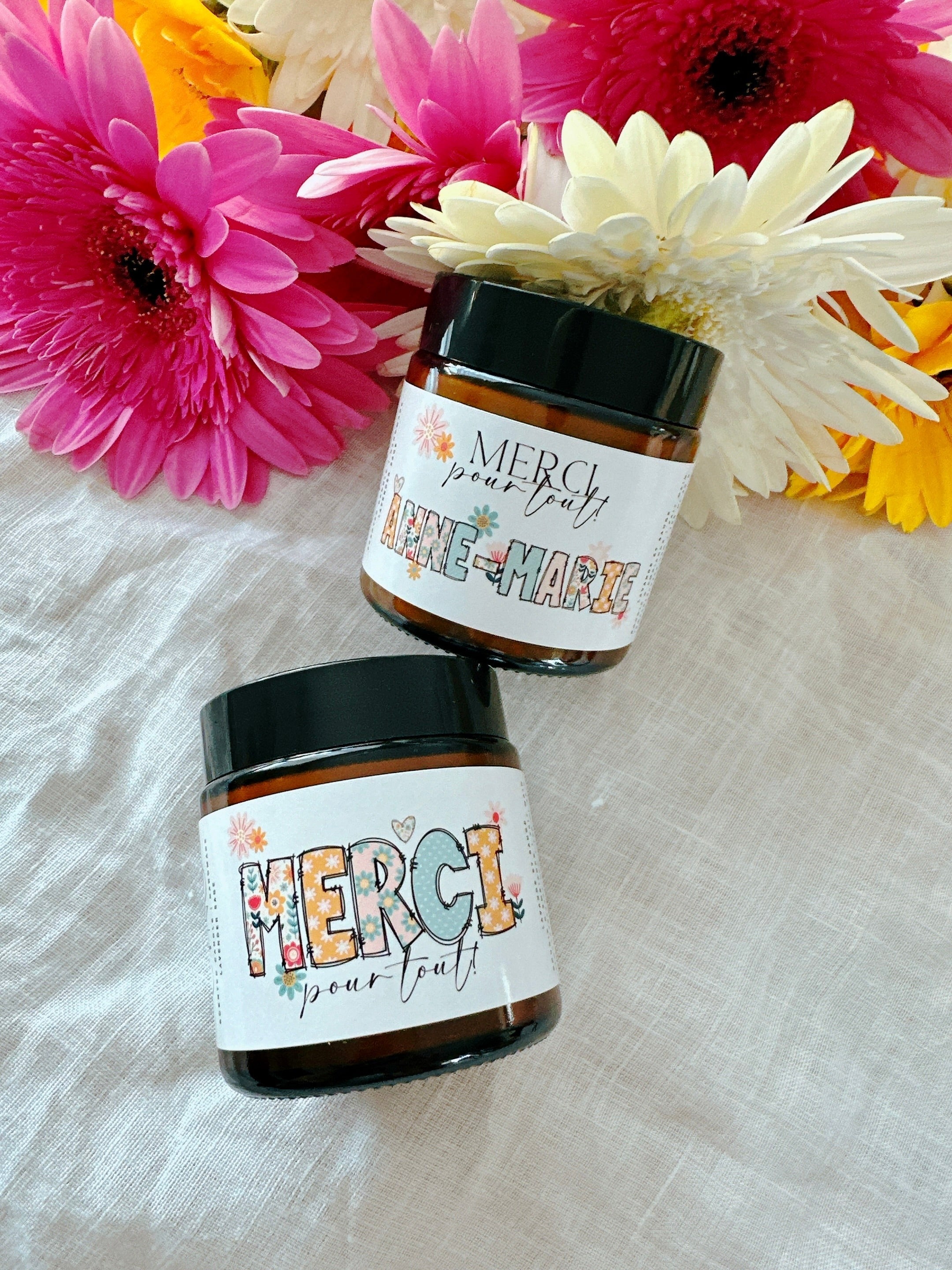 Bougie mini « MERCI pour tout ! » – Prête à offrir OU avec prénom personnalisé