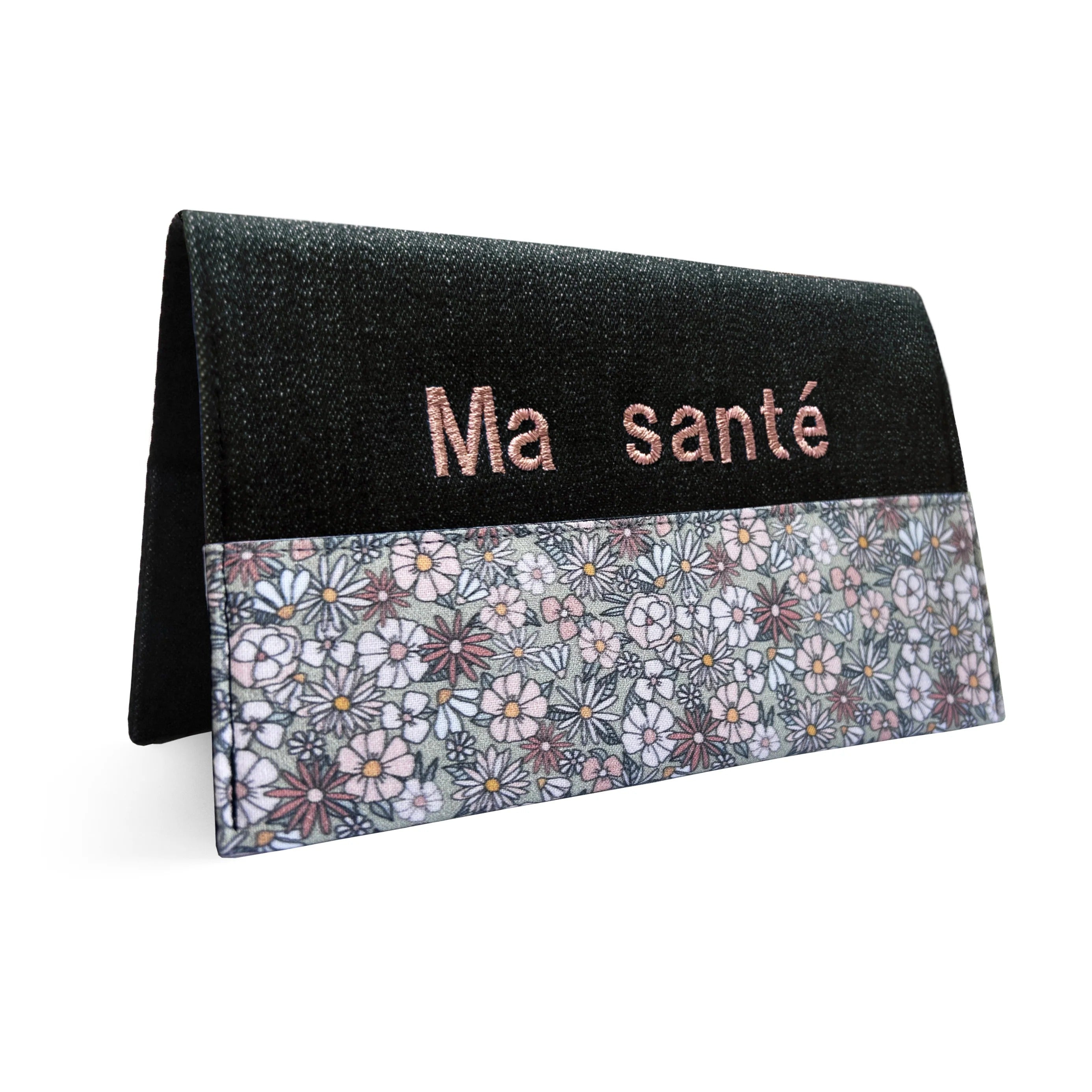 Protège carnet de santé personnalisable -Fleur verte