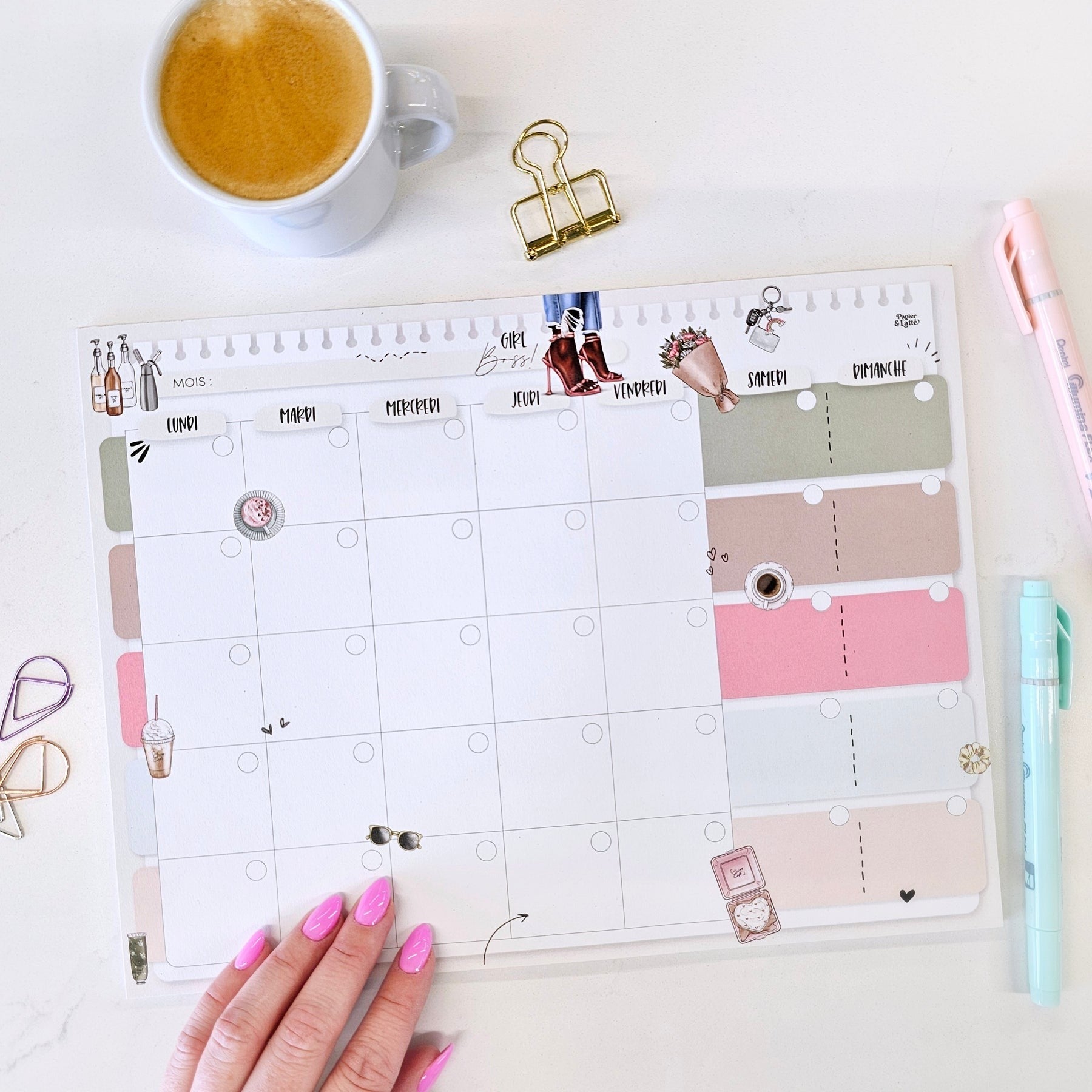Calendrier mensuel - Girl Boss - 26 feuilles
