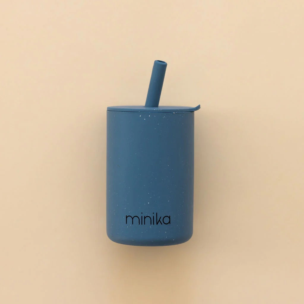 Verre avec paille et couvercle -  Indigo