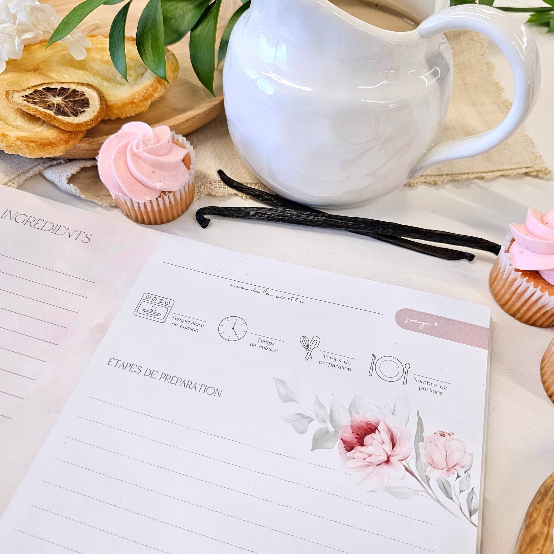 Livre de recettes avec rabats - Pivoine