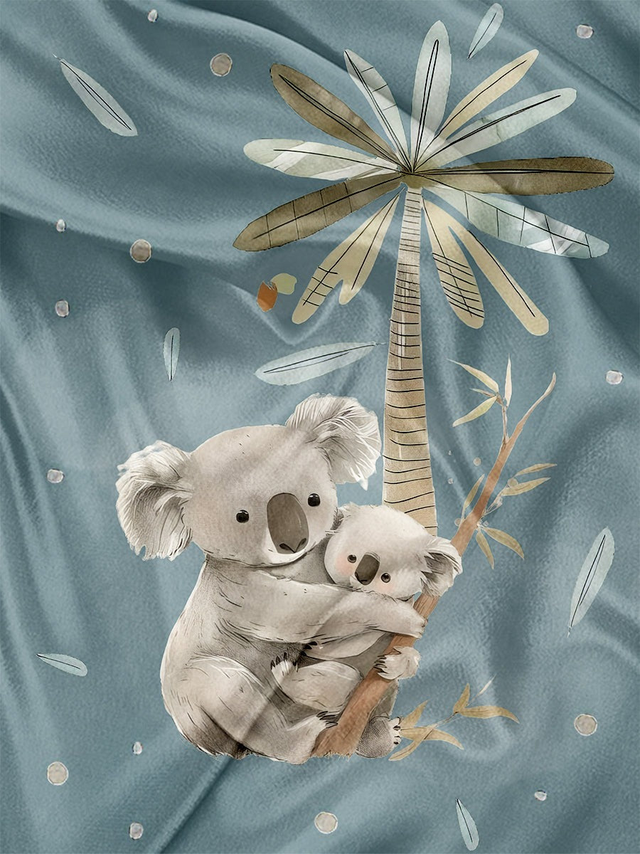 Couverture en minky - Maman et bébé koala aquarelle