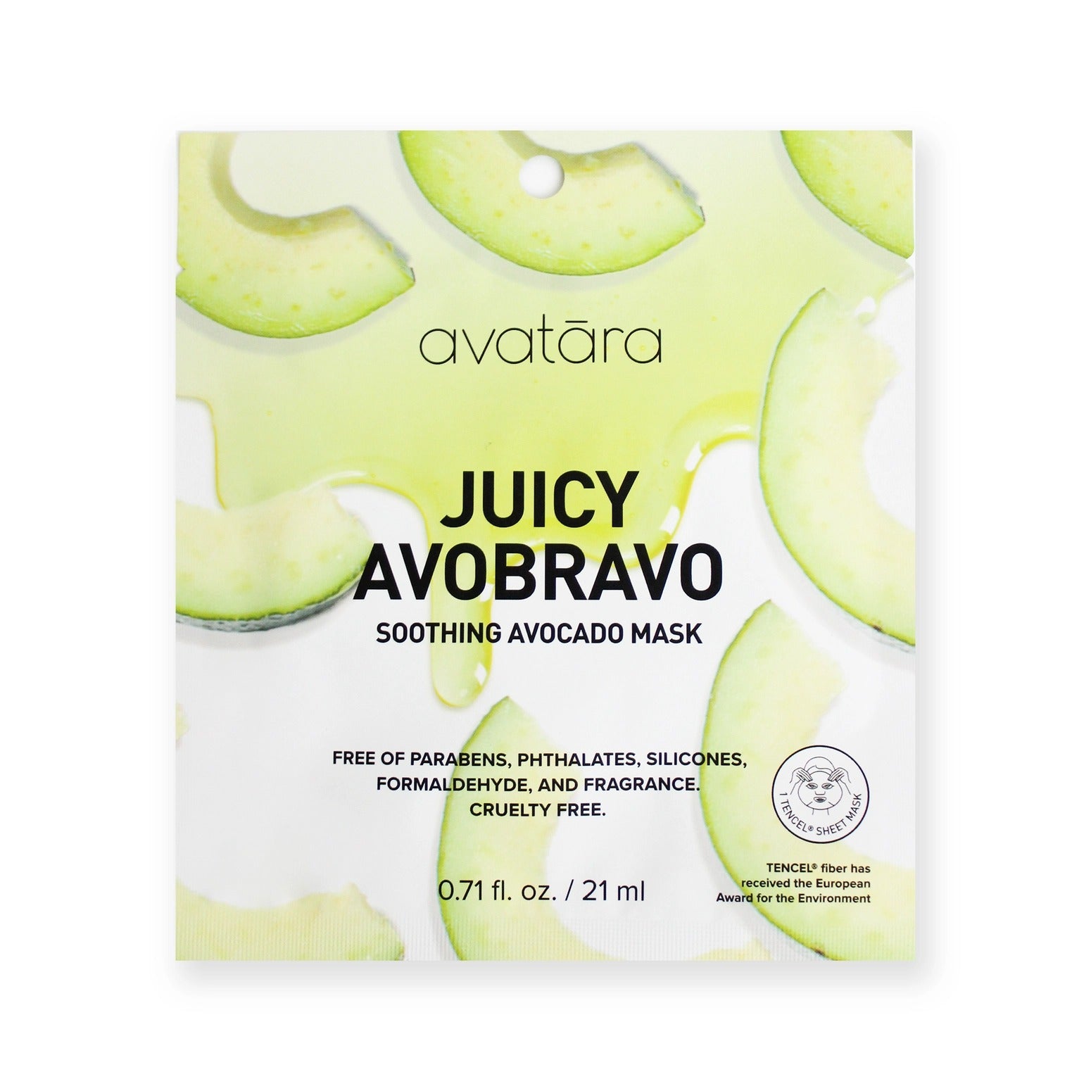 Masque apaisant Juicy - En tissu à l'avocat