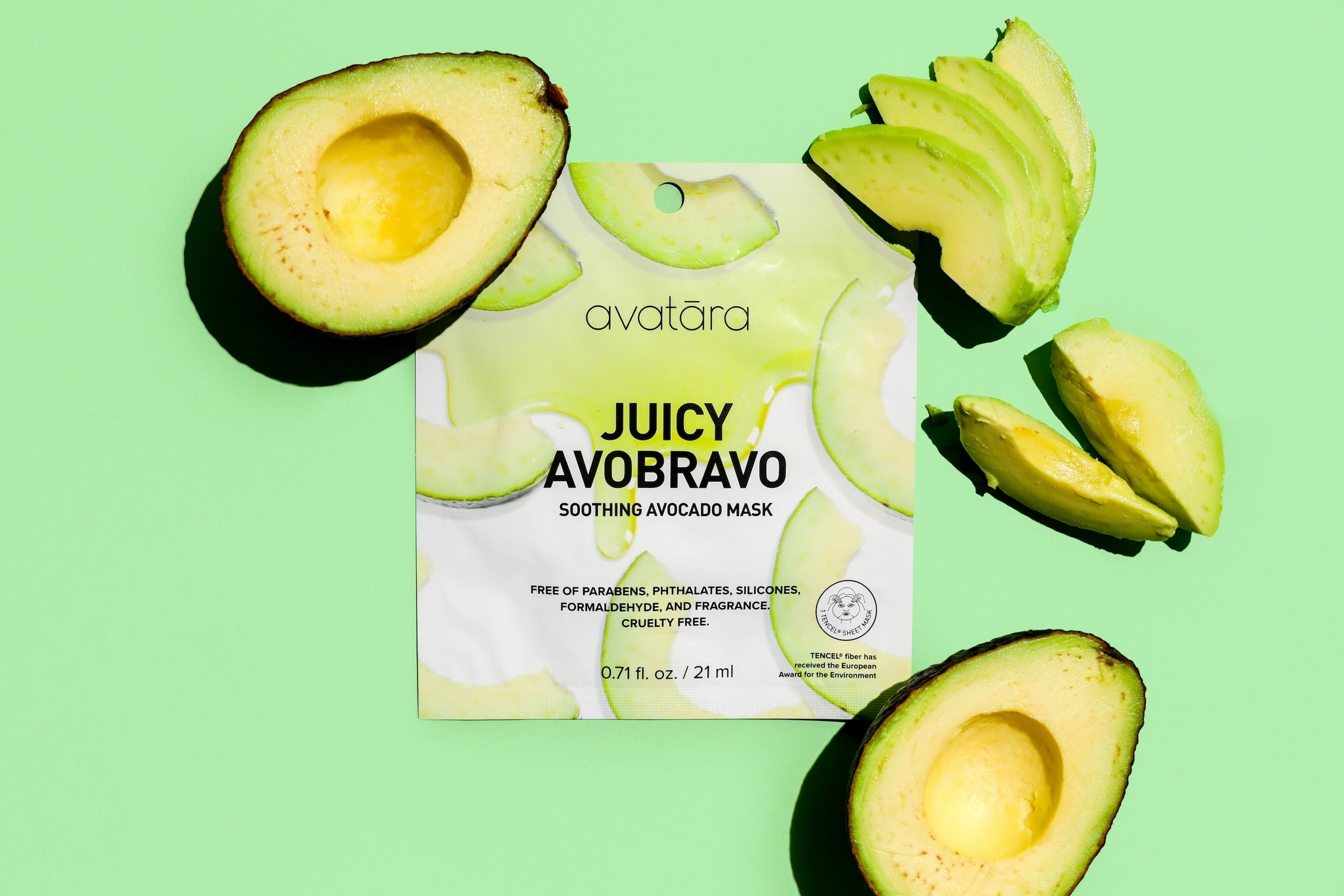 Masque apaisant Juicy - En tissu à l'avocat