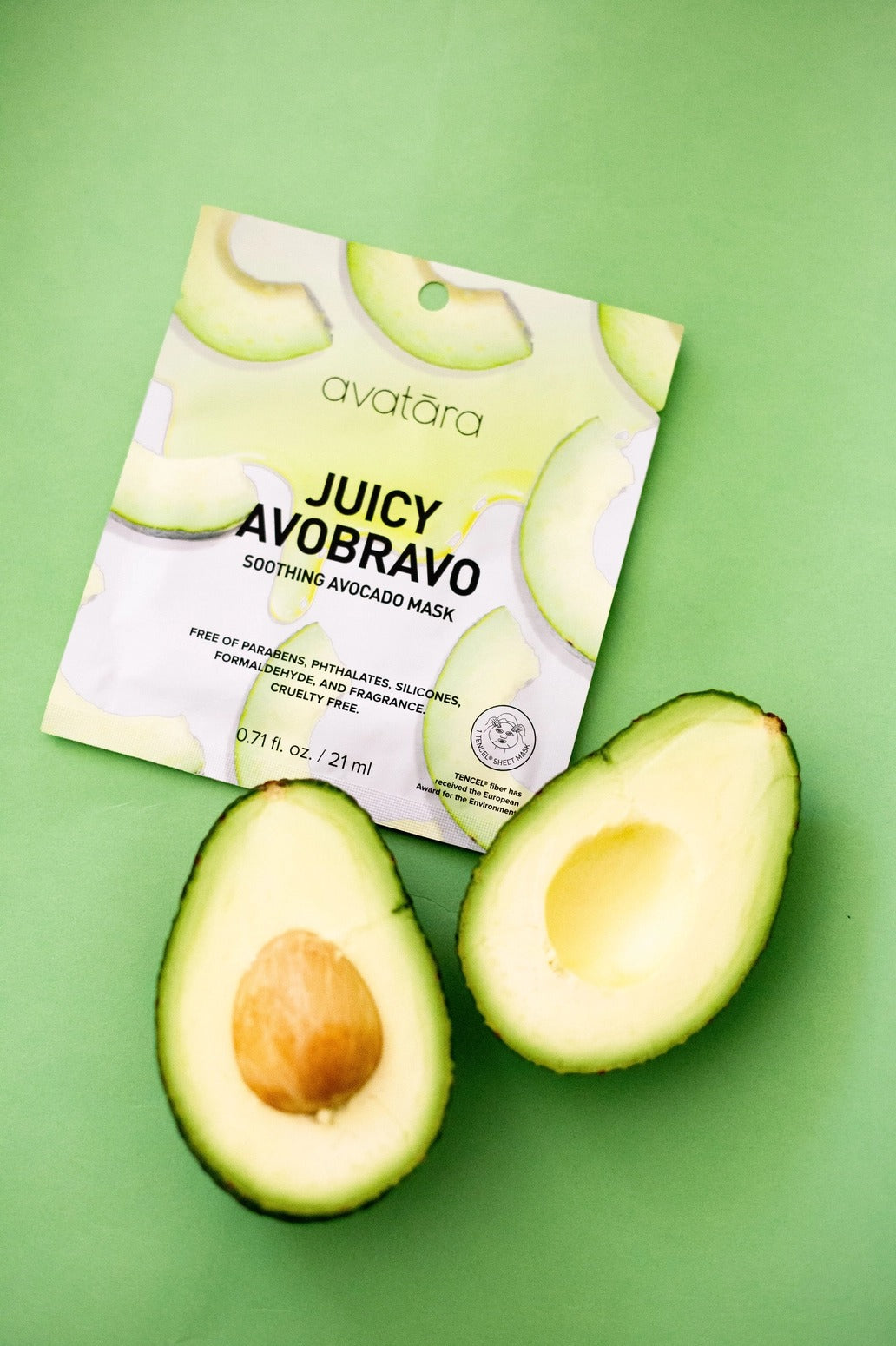Masque apaisant Juicy - En tissu à l'avocat