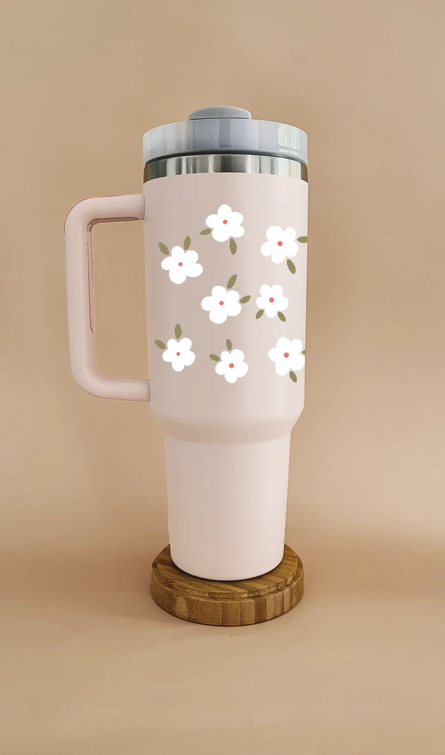 Gobelet thermos 40oz - Rose pâle fleurs d'hiver